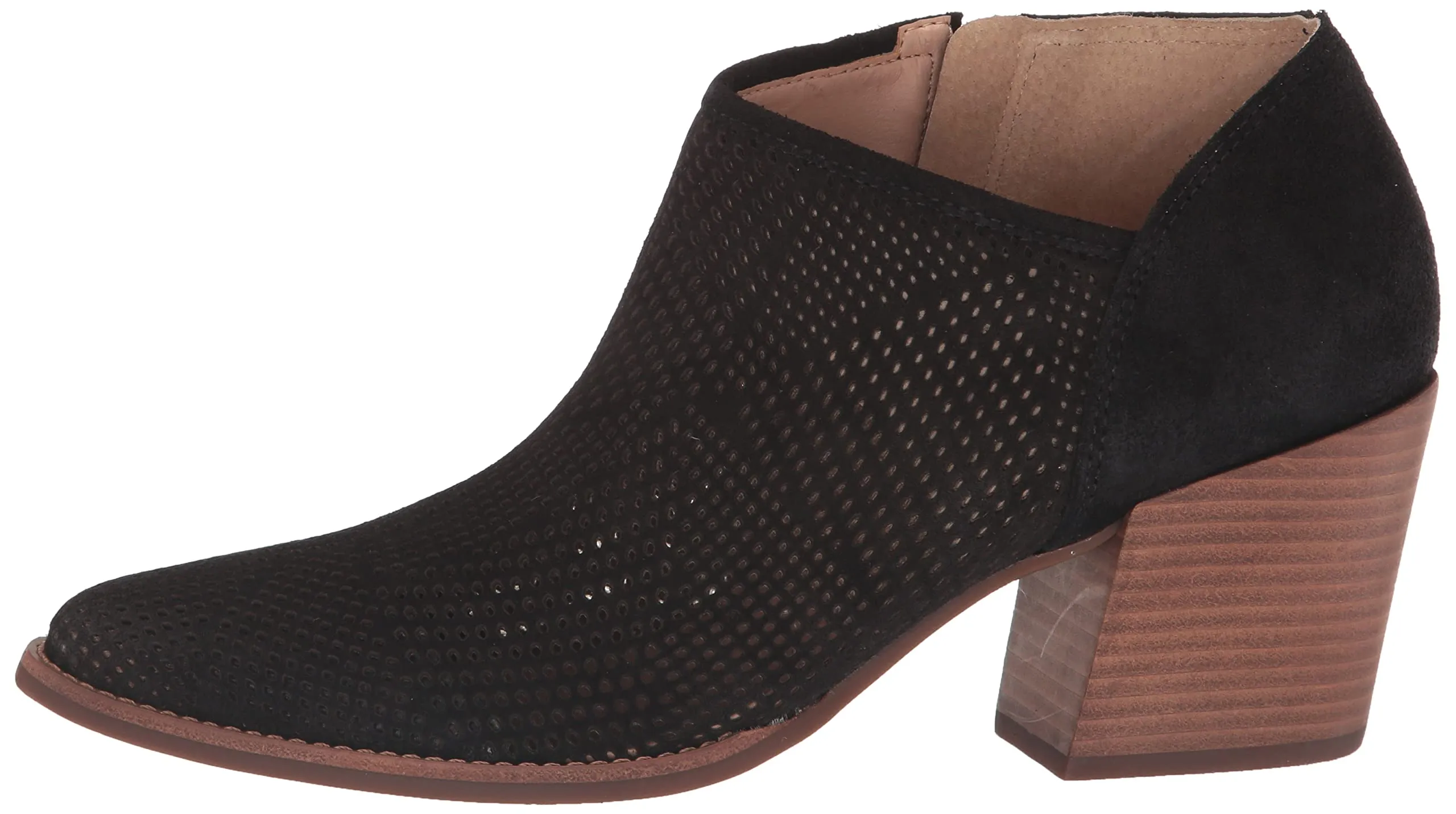 Lucky Brand Zeshia Black Oiled Suede Fashion Zipper Block Heel Ankle Booties