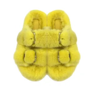 Luxe Mink Slide Sandals - Yellow