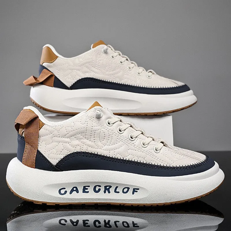 Mens Casual Stitched Lace-Up Sneakers