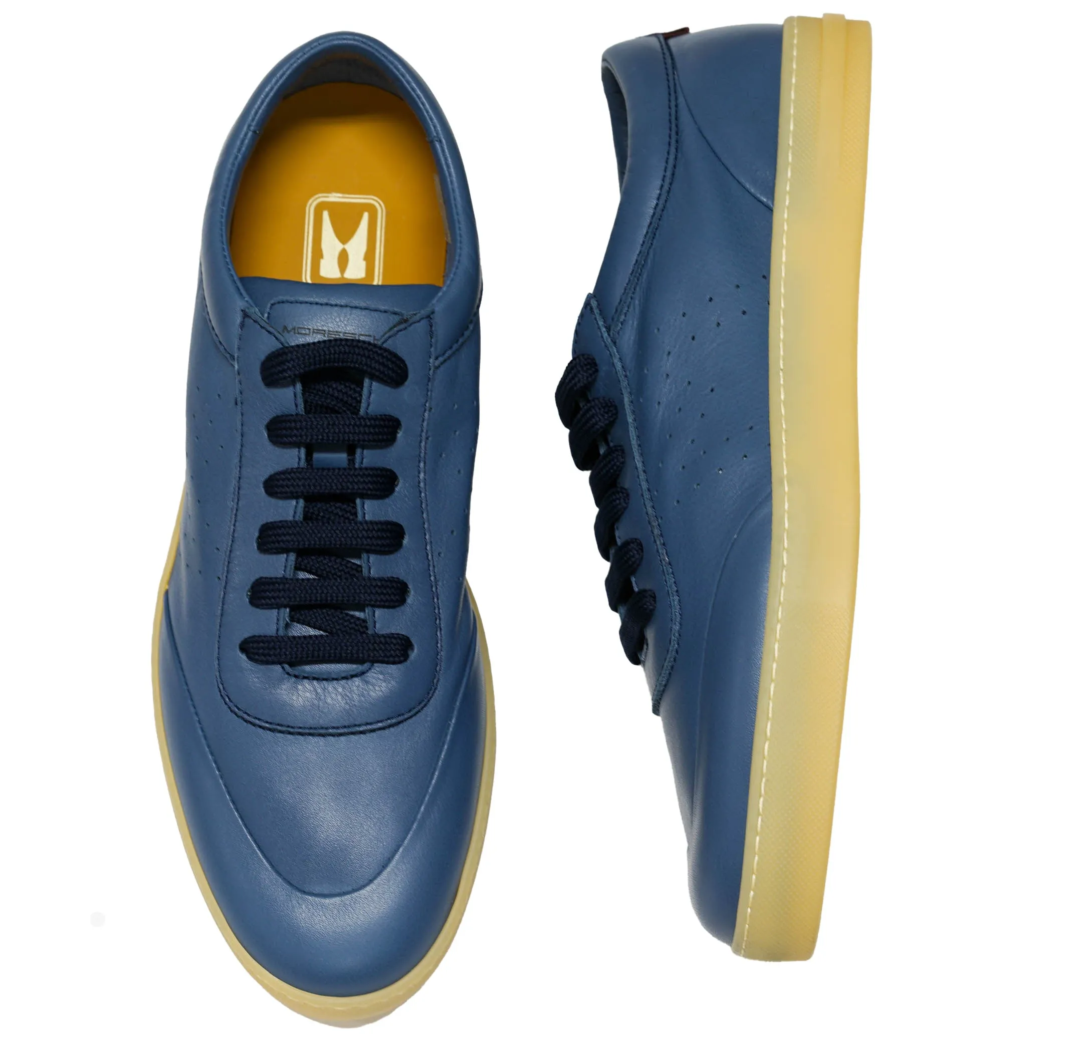 Moreschi Men's Blue Marine Leather Sneaker 44428 40% off