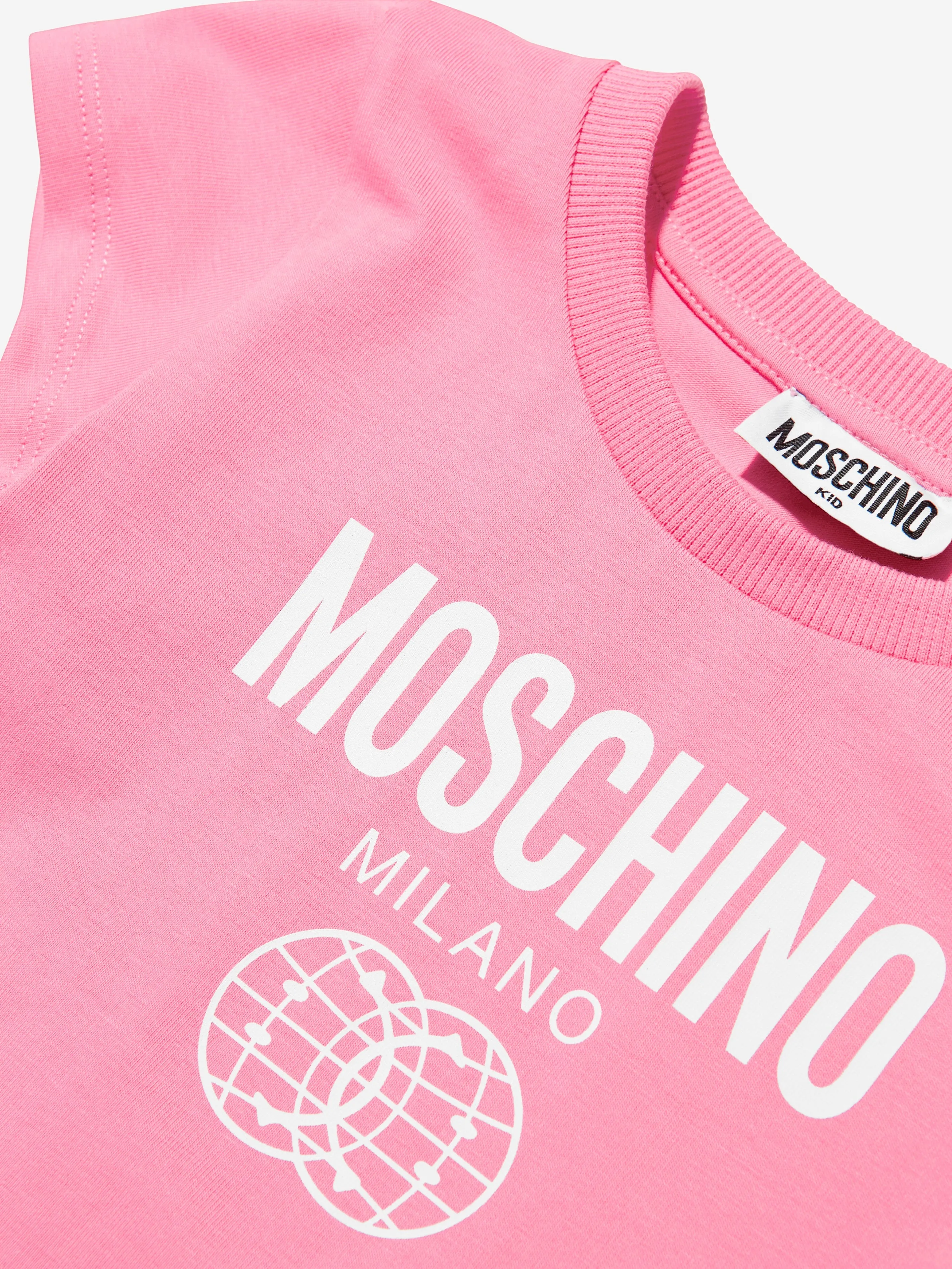 Moschino Girls Milano Logo T-Shirt in Pink