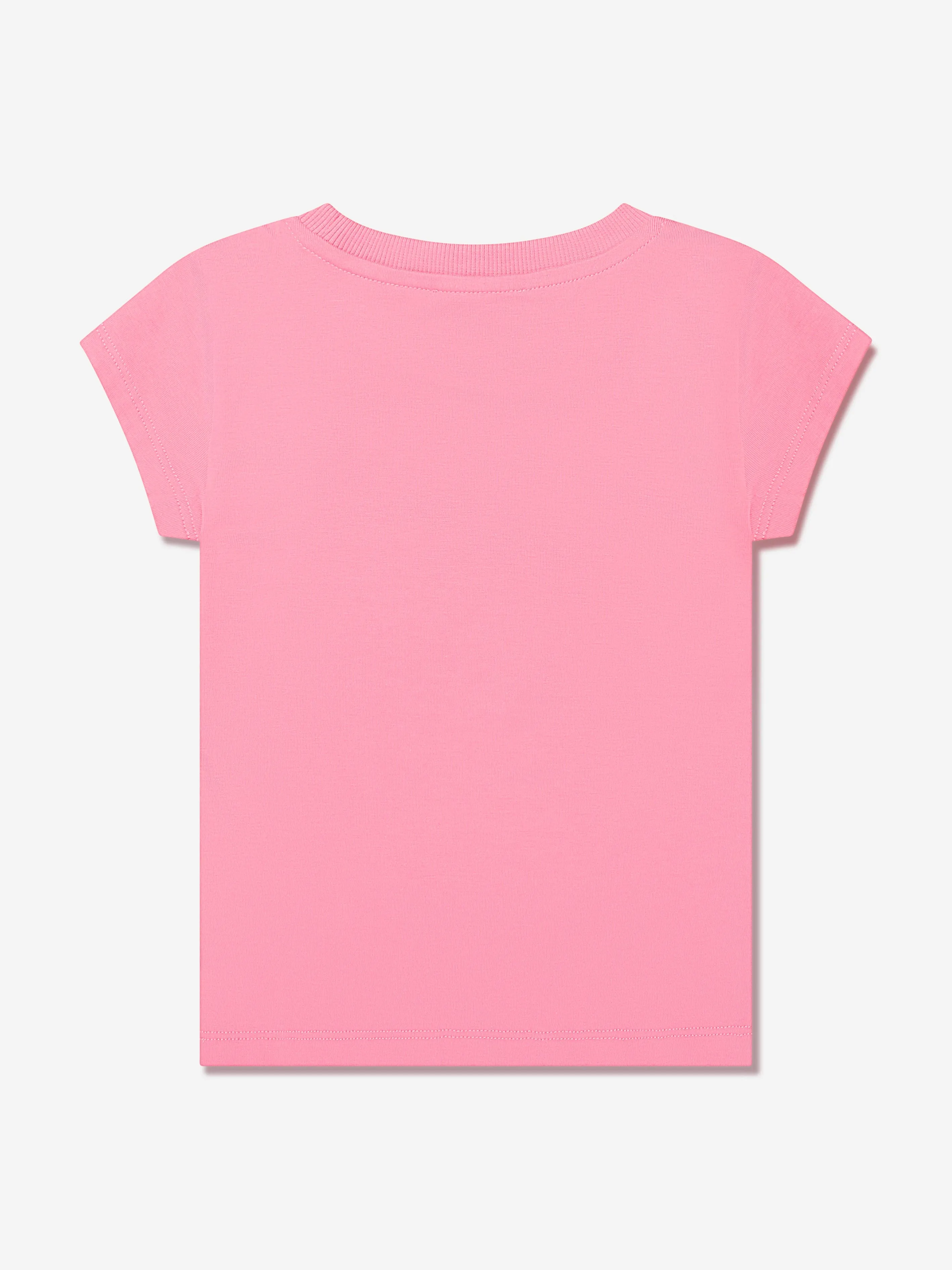 Moschino Girls Milano Logo T-Shirt in Pink