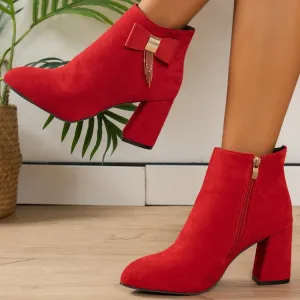 New Chunky Heel Side Zipper Festive Boots