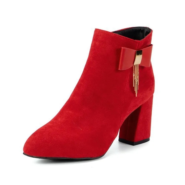 New Chunky Heel Side Zipper Festive Boots