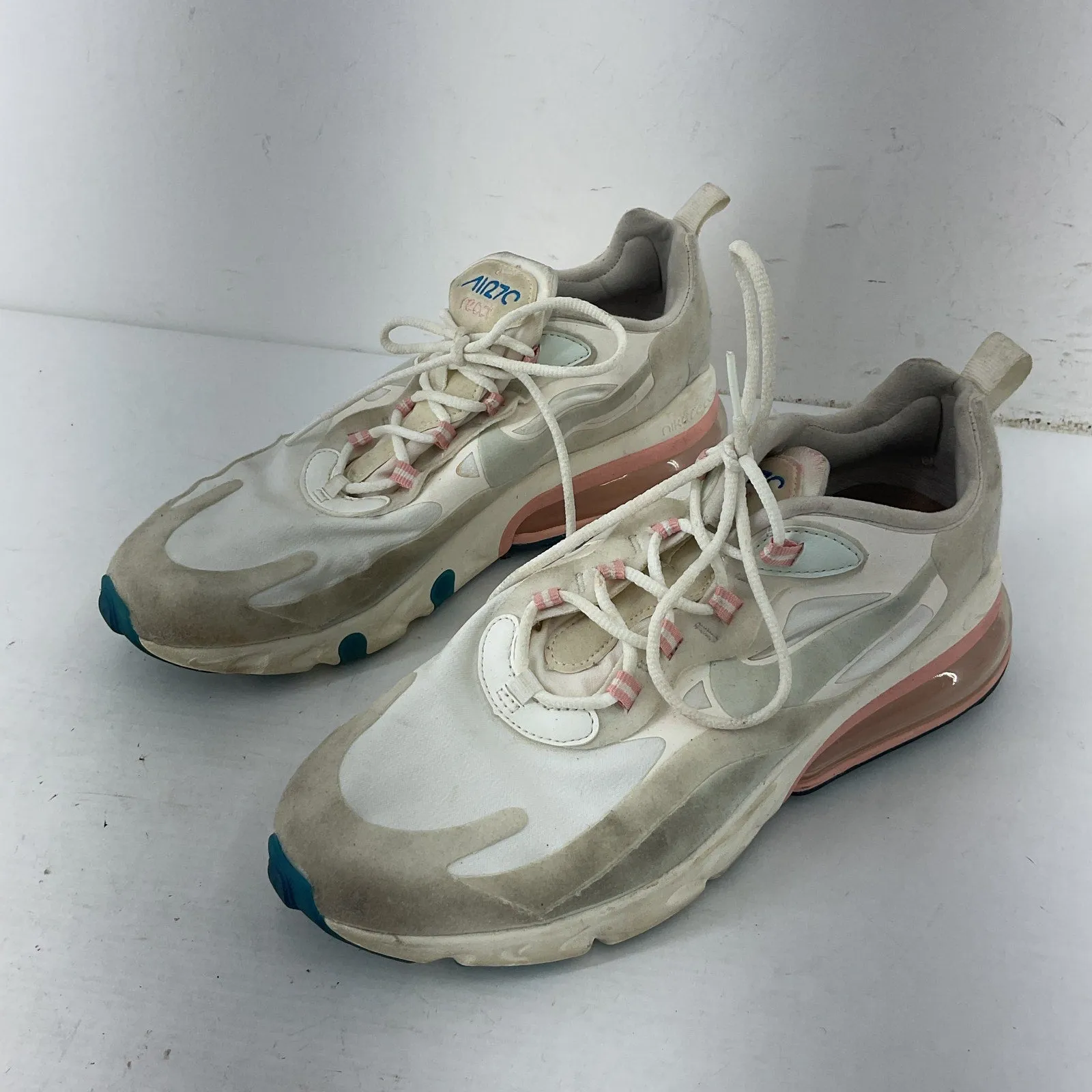 *no ebay** Nike Air Max 270 React Men's White Athletic Shoes Size 8.5 Preowned