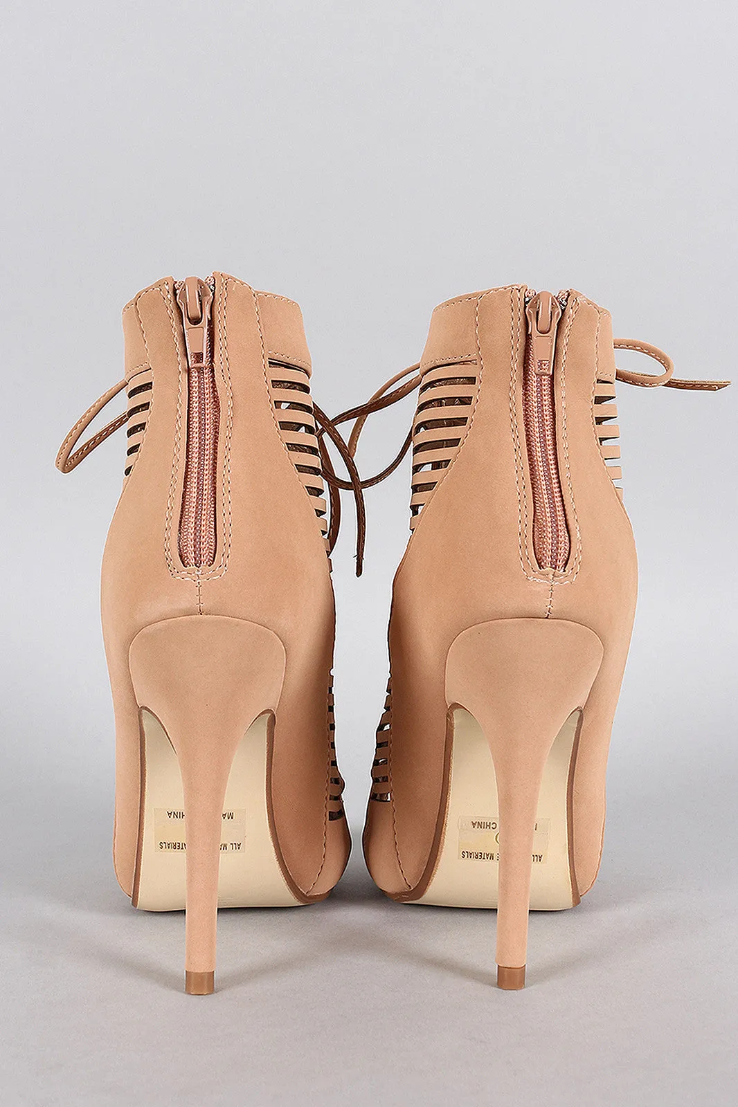 Nubuck Cutout Peep Toe Ankle Bootie
