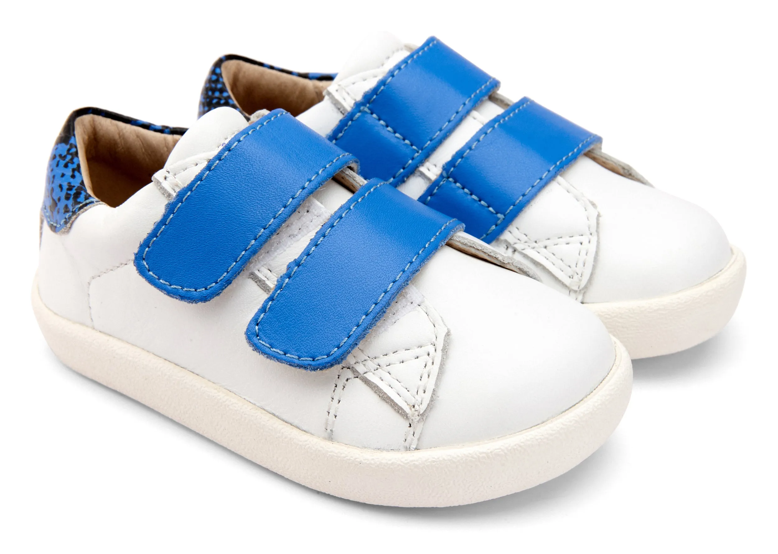 Old Soles Boy's and Girl's Chime Shoes, Snow/Neon Blue Snake/Neon Blue