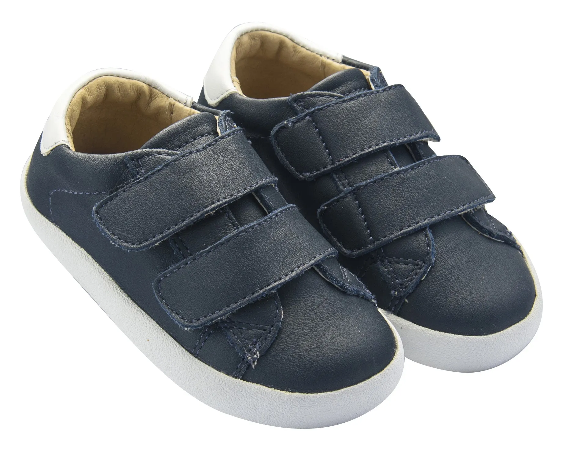 Old Soles Boy's Toddy Hook and Loop Closure Sneaker Shoes, Navy/Snow