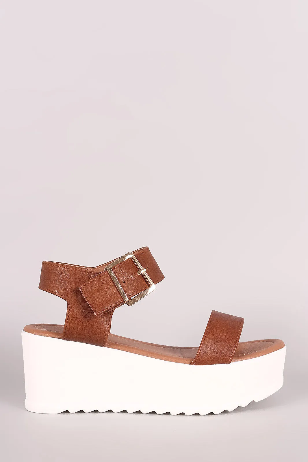 Open Toe Ankle Strap Flatform Wedge