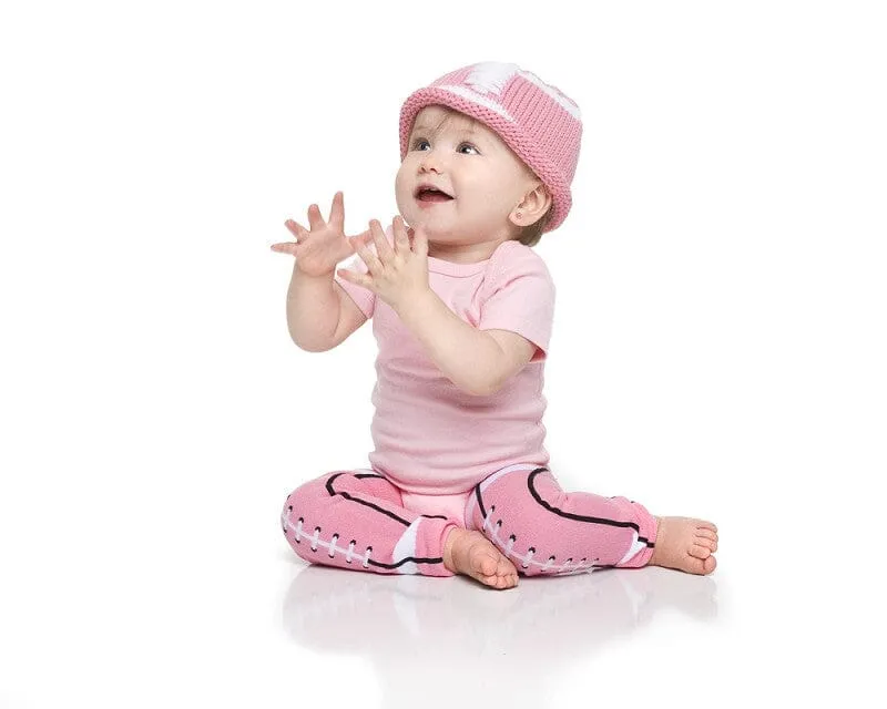 Pink Crochet Football Beanie