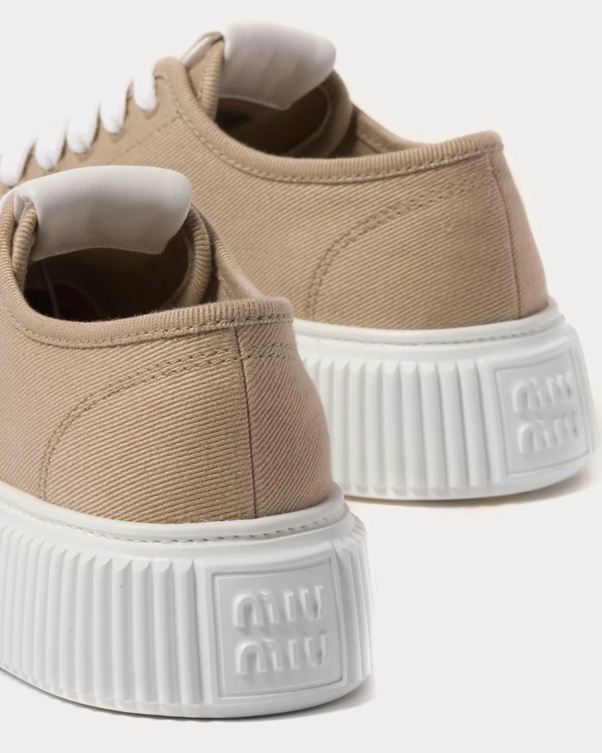 Platform Denim Colonial Beige Low Top Sneakers
