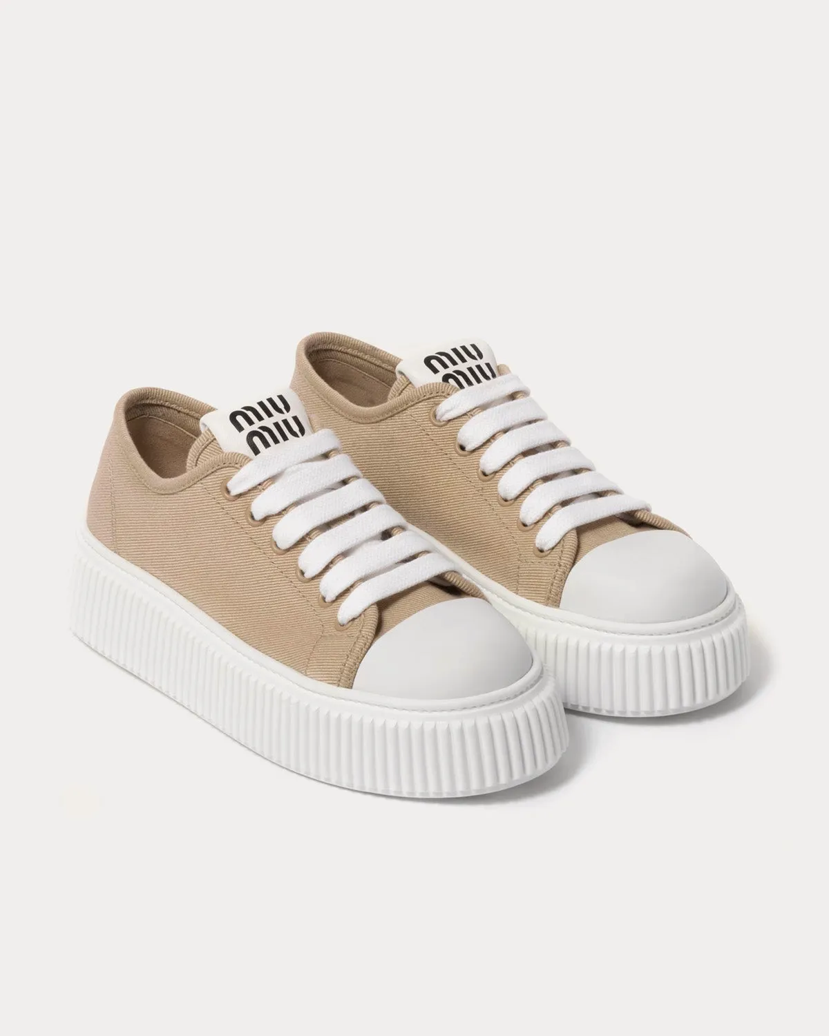 Platform Denim Colonial Beige Low Top Sneakers