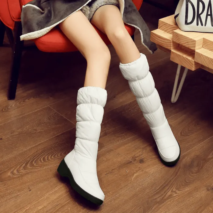 Platform Low Heel Mid Calf Boots