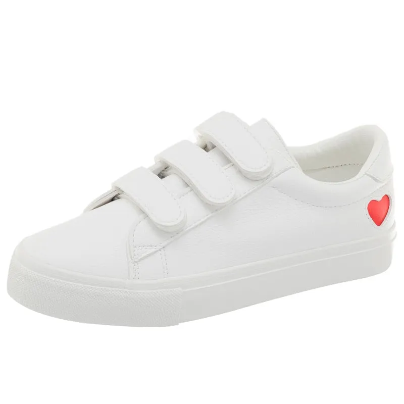 PU Leather Heart Women Casual Shoes