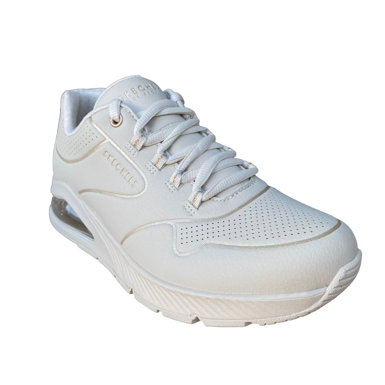 Skechers scarpa sneakers da donna Uno 2 Golden Trim 155637/OFWT bianco sporco
