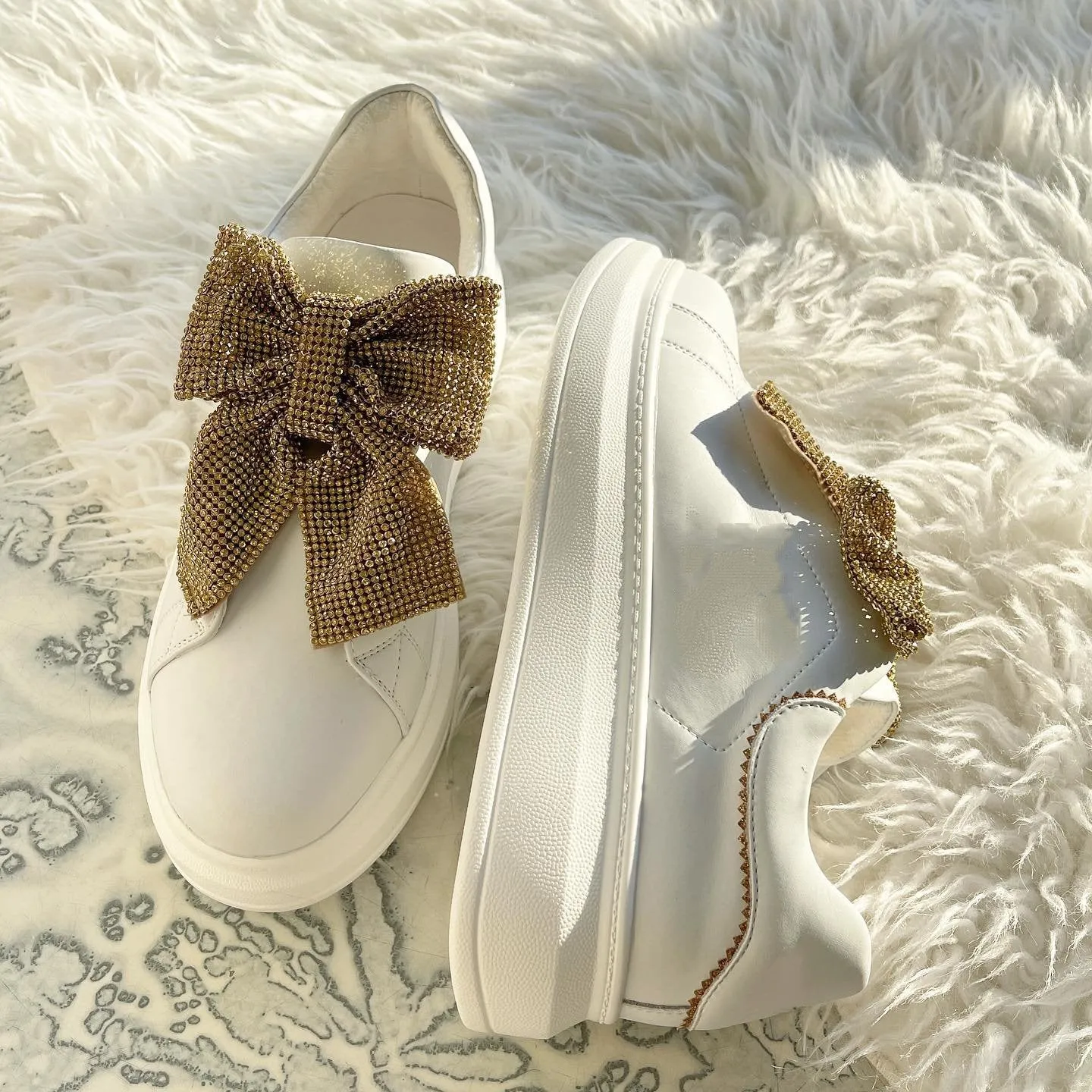 Sparkly Bow Casual Sneakers