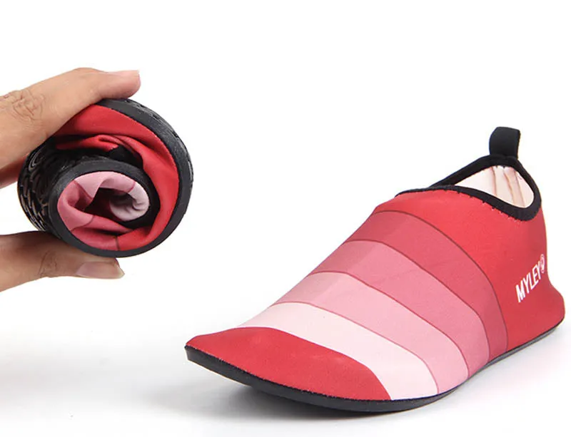 Striped Beach Swim Shoes #Red