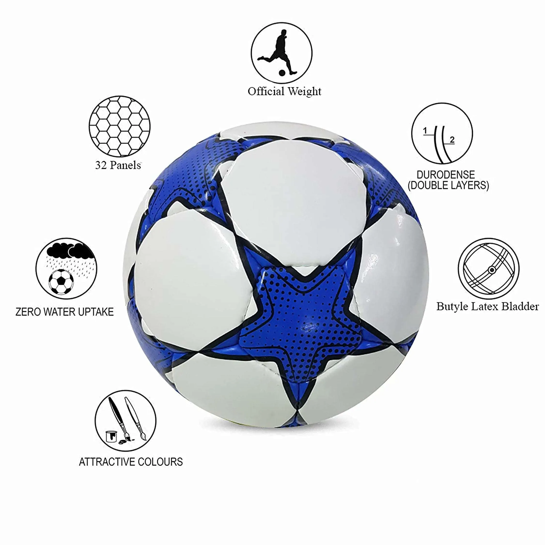 Synco Professional FIFA Football |Soccer Ball Size-5 |Blue ,Yellow | Set of Two