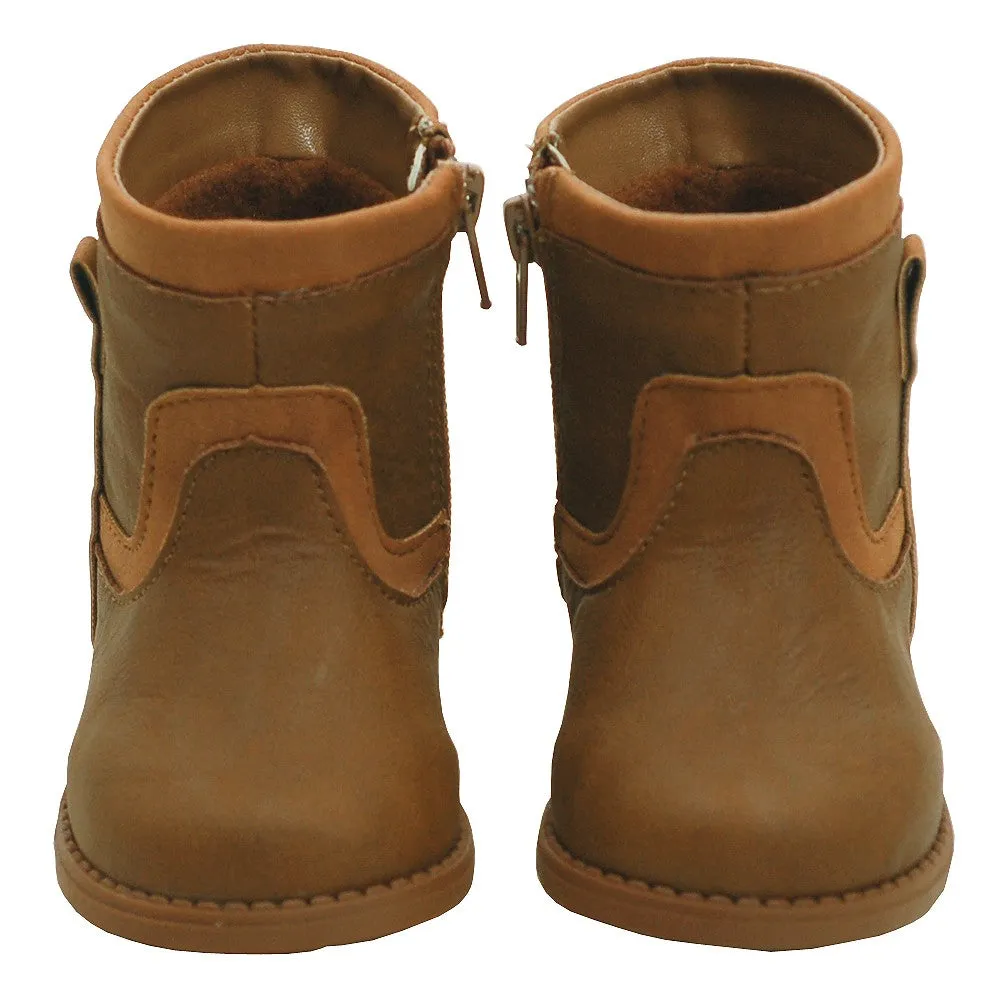 Trendy Tan Zip Up Low Rise Boots Baby Boys 3-Toddler Boys 8