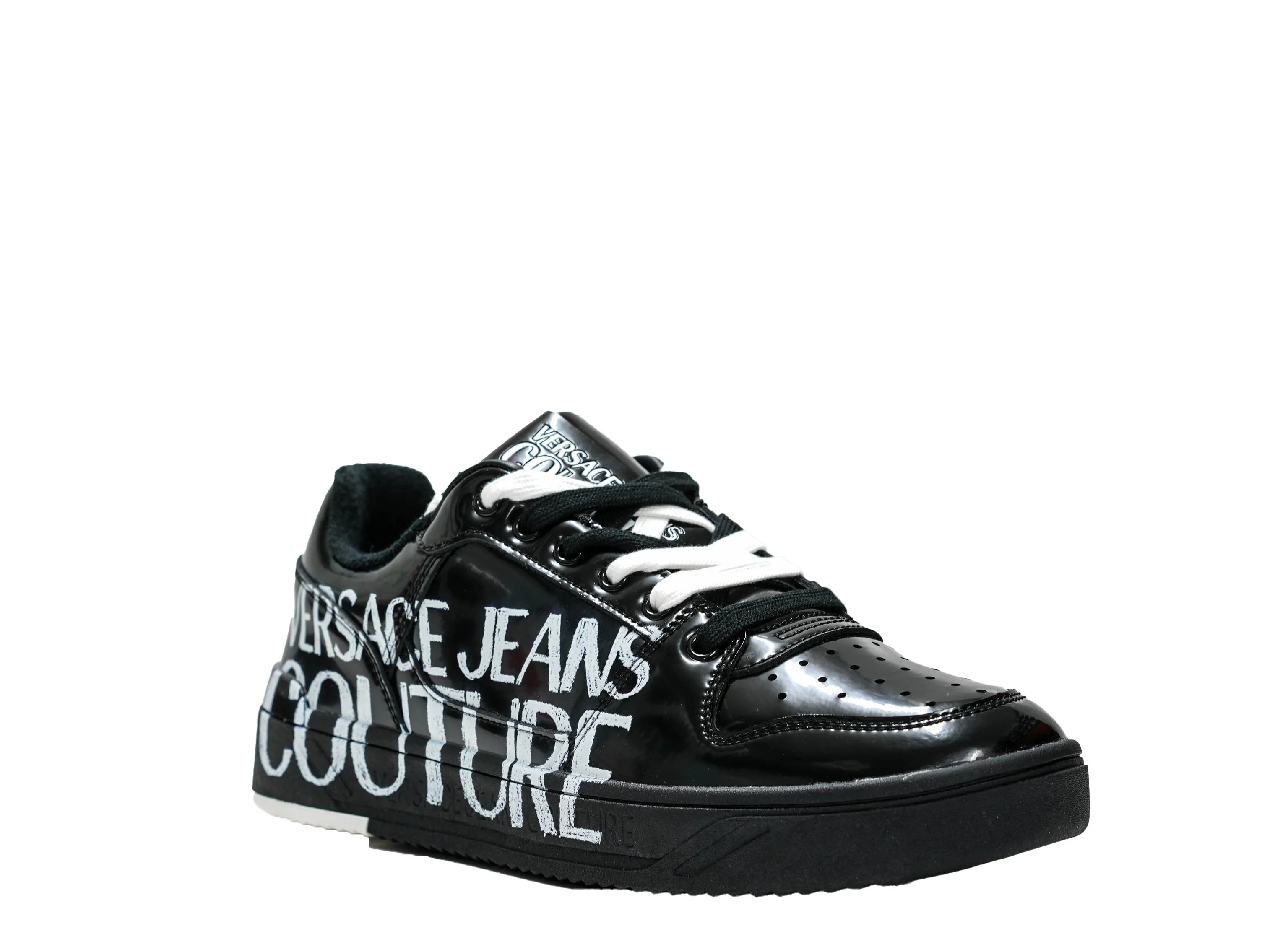 Versace Jeans Men's Polished Black Sneaker 74YA3SJ5 30% OFF
