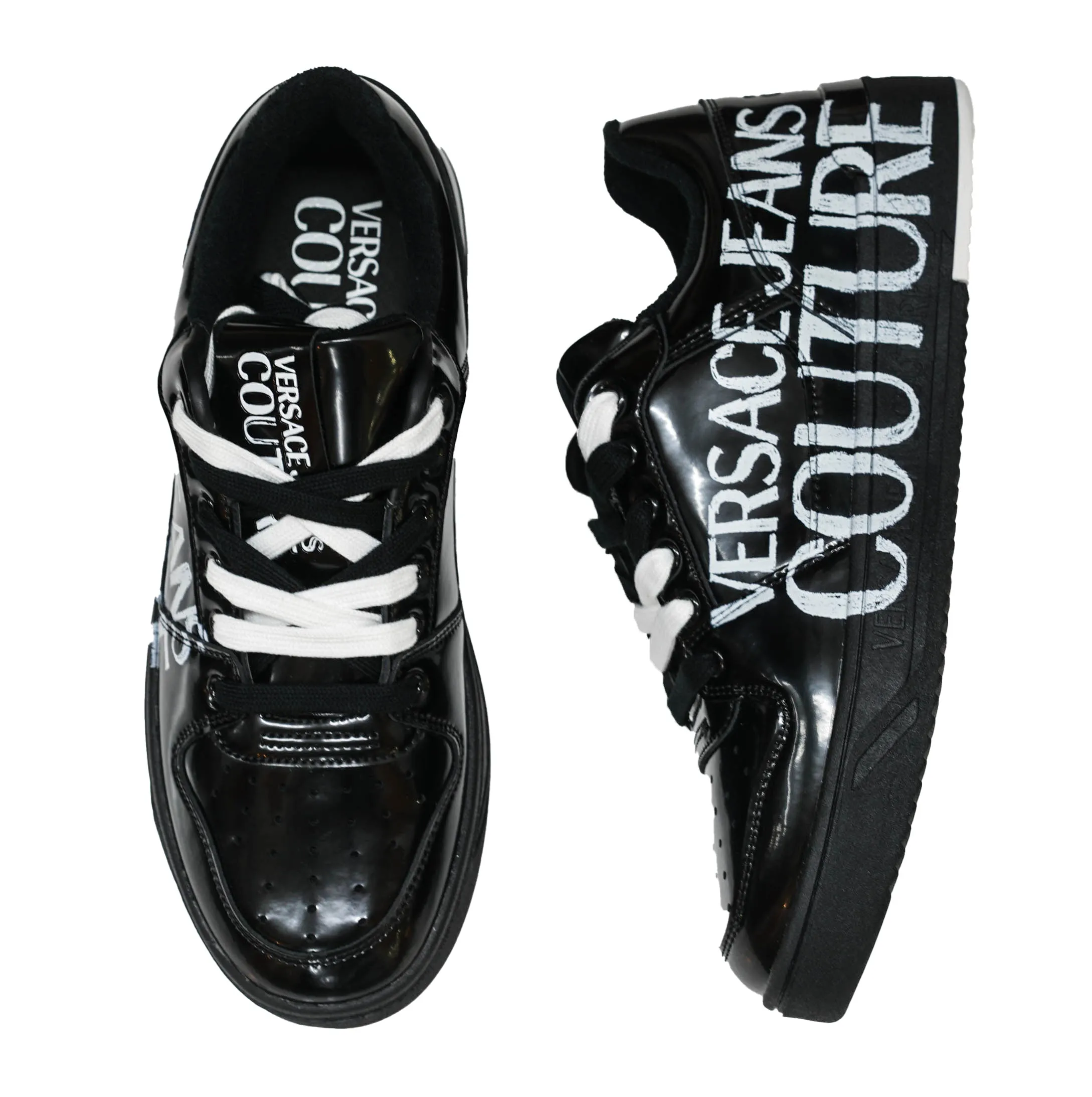 Versace Jeans Men's Polished Black Sneaker 74YA3SJ5 30% OFF