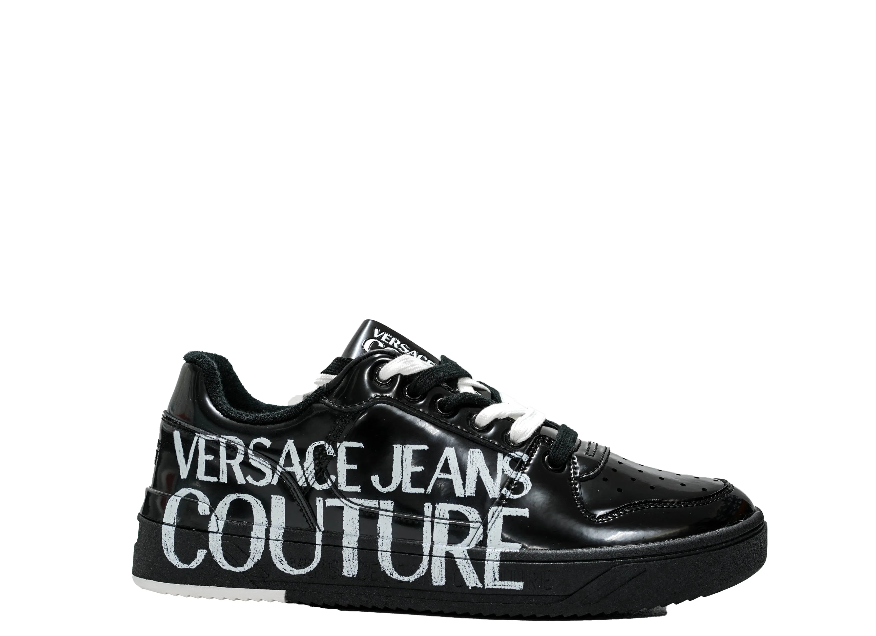 Versace Jeans Men's Polished Black Sneaker 74YA3SJ5 30% OFF
