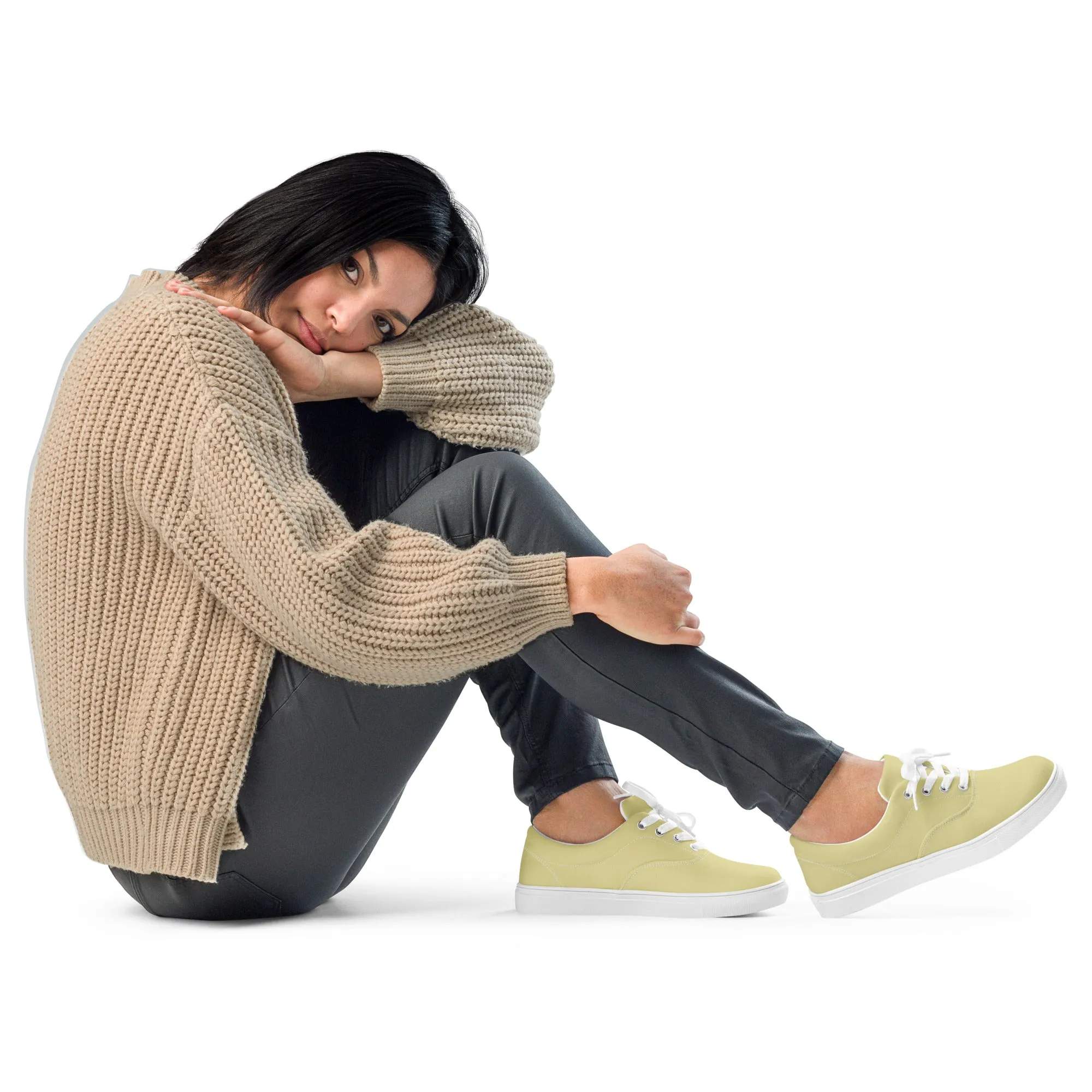 Women’s Beige Sand lace-up canvas shoes