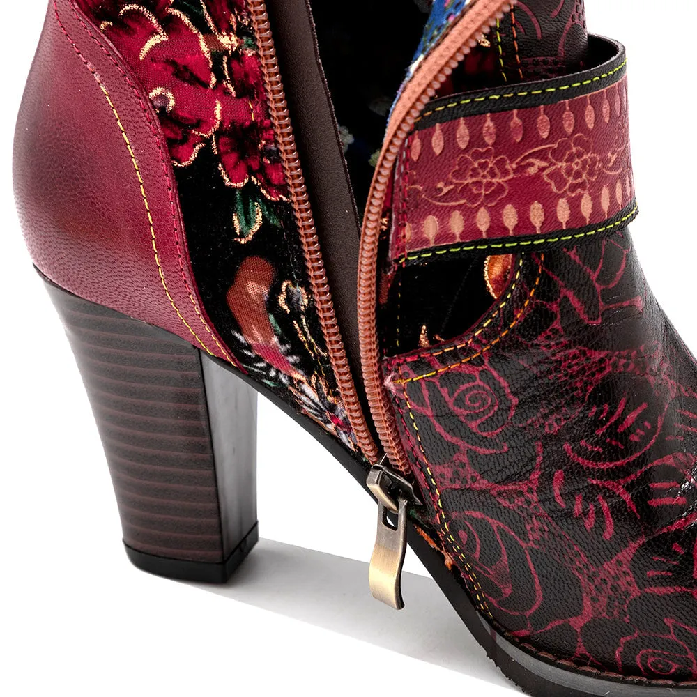 Zalor Red Patterned Boho Vibrant High Boots